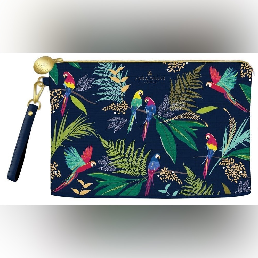 Sara Miller Clutch Cosmetic Pouch Tropical Parrot - Picture 1 of 6